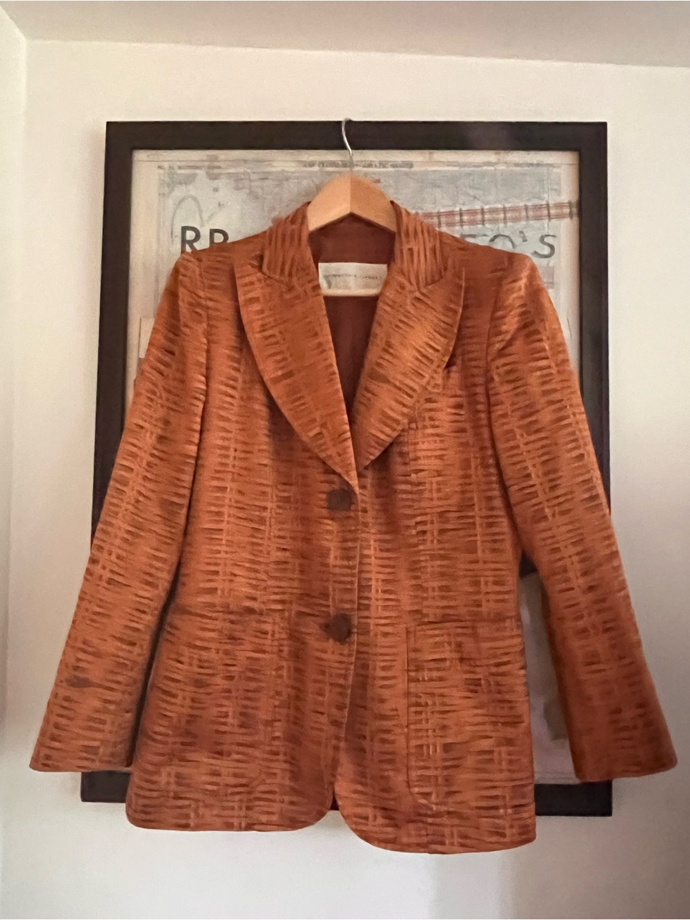 Vintage Lawrence Steele Milan Burnt Orange 80s 90s Printed Jacket Blazer M/L